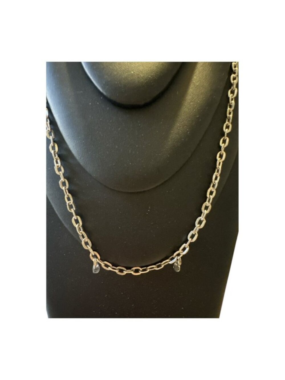 Silver-Tone Chain Necklace With Dangling Beads 14 Inches